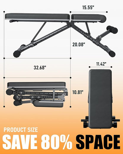 BARWING Adjustable Weight Bench Workout Bench, 1000 LB Heavy Duty Incline Decline Bench for Home