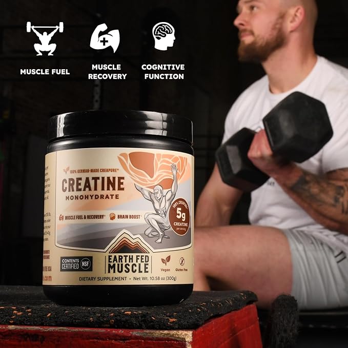 Earth Fed Muscle Transcend Creatine Monohydrate Powder – 100% German Creapure Creatine for Women |