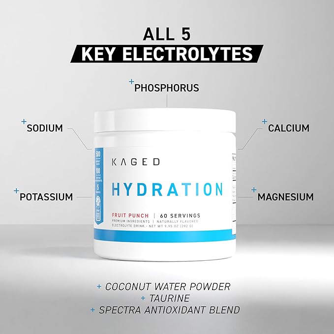 Kaged Hydration Electrolytes Powder | Lemon Lime | Hydra-Charge Sports Drink Mix | Pre, Post, Intra