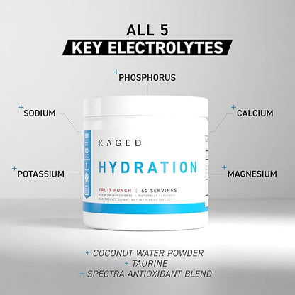 Kaged Hydration Electrolytes Powder | Glacier Grape | Hydra-Charge Sports Drink Mix | Pre, Post