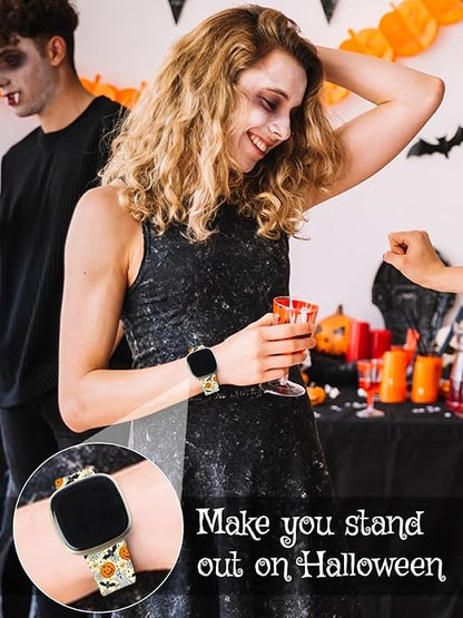 Watbro Halloween Holiday Band Compatible with Fitbit Versa 3 / Sense/Fitbit Versa 4 / Sense 2 Bands