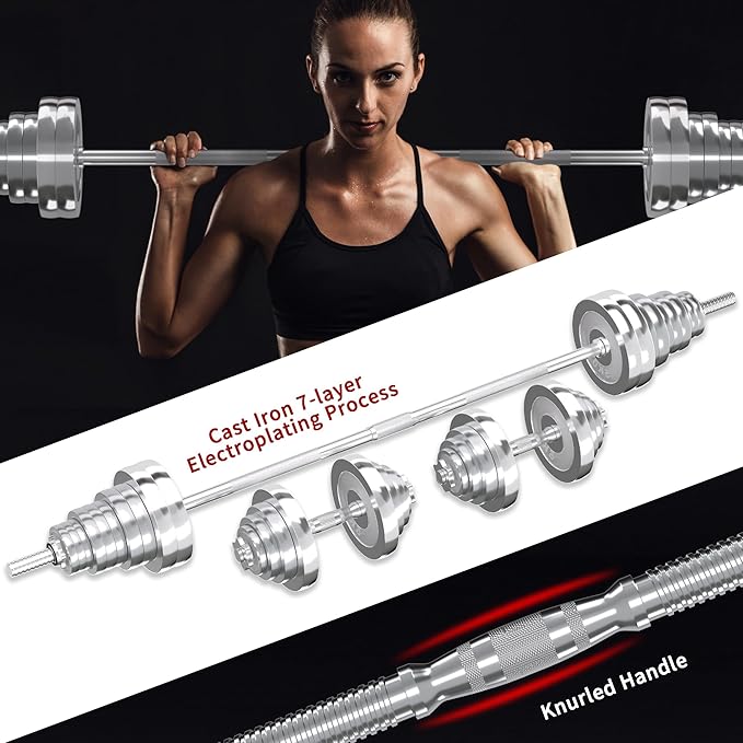 VIVITORY Fitness Dumbbells Set, Adjustable Weight Sets up to 11/22/44/66/110 lbs, with Metal