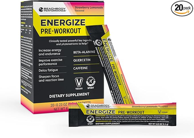 BODi Energize Pre Workout Powder - Beta-Alanine, Quercetin & Low-Dose Caffeine Formula for Enhanced
