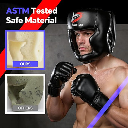 Boxing Headgear 1 or 2 Pack, One Size Fits All Ages MMA Headgear, Closed Type Boxing Helmet