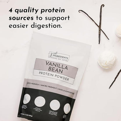 JUST INGREDIENTS Vanilla Bean Protein Powder ??20-Serving Blend with 100% Grass-Fed Whey & Organic