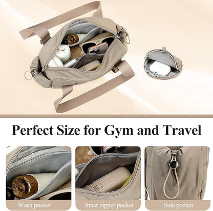 CAMTOP Mini Gym Bag for Women, Small Gym Tote Bag Puffy Quilted Sports Duffel Bag with Wet