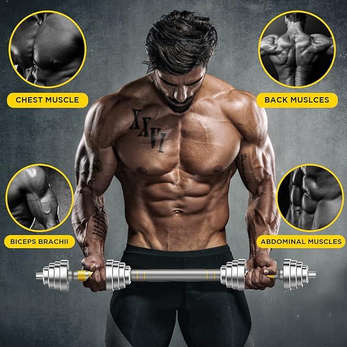 PHOEROS Adjustable Dumbbell Set - 44/66/88 LBS weights set, Dumbbell Barbell 3 in 1, Steel