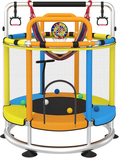 Trampoline for Kids, Full Anti-Rust 440lbs Anti-Rollover Round Bottom Toddler Trampoline