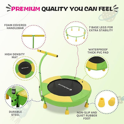 SkyBound 36 Inch Indoor Trampoline for Kids - Kids Trampoline Indoor with Handle - Toddler