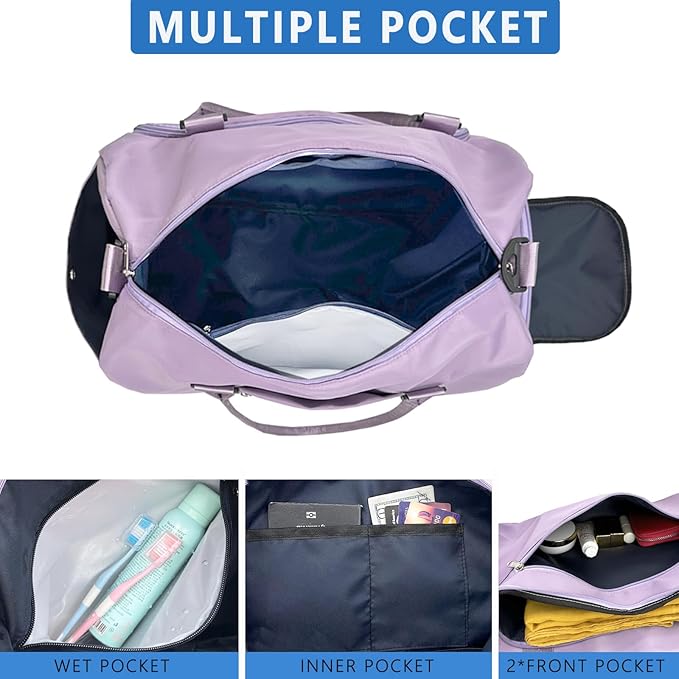 woogwin Small Gym Bag for Men & Women with Shoes & Wet Compartment Waterproof Duffle Bag for Travel