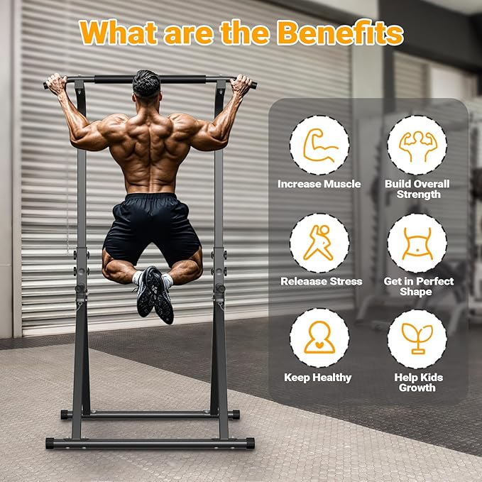 Foldable Pull Up Bar Free Standing Multi-function Power Tower Dip Bar Home Gym Strength Training