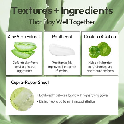 LAPCOS Aloe Sheet Mask, Daily Face Mask with Cucumber and Aloe Gel to Calm and Moisturize Skin