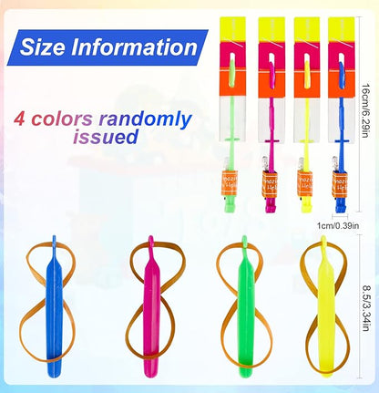 60pcs Led Arrow Helicopter Flying Toy Party Fun Gift Elastic Slingshot Flying Copters Birthdays