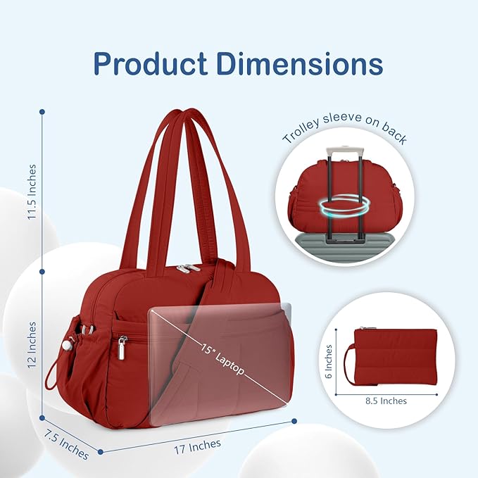 TOPDesign Travel Duffel Bag for Women, Puffer Gym Bag Sports Tote with Wet Pocket, Carry On