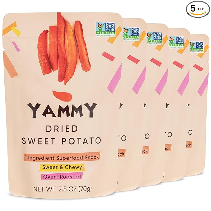 Yammy Dried Sweet Potato Sticks (5 Pack) - 1 Ingredient Healthy Asian Snack for Adults & Kids