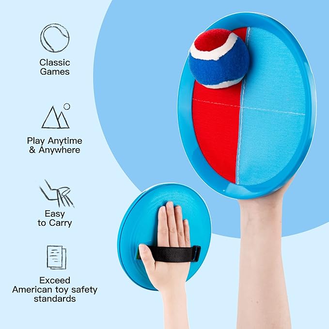 EVERICH Upgraded Toss and Catch Ball Game Set - Indoor and Outdoor Games for Kids 3-12, Beach Sand
