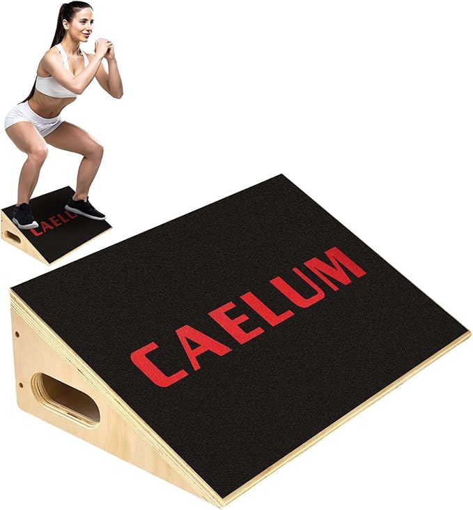 CAELUM Slant Board for Squats, Training Incline Board for Knees Over Toes, Wooden Non-Slip 25