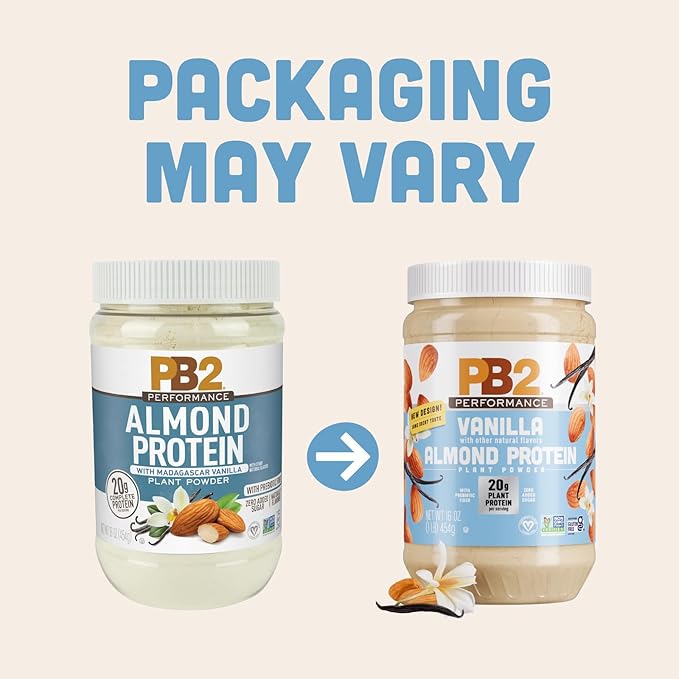 PB2 Performance Almond Plant Based Vegan Protein Powder | 20g Complete Protein, No Added Sugar
