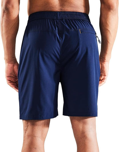 MIER Men's Quick Dry Running Shorts with Zipper Pocket, Elastic Waist Athletic Workout Exercise