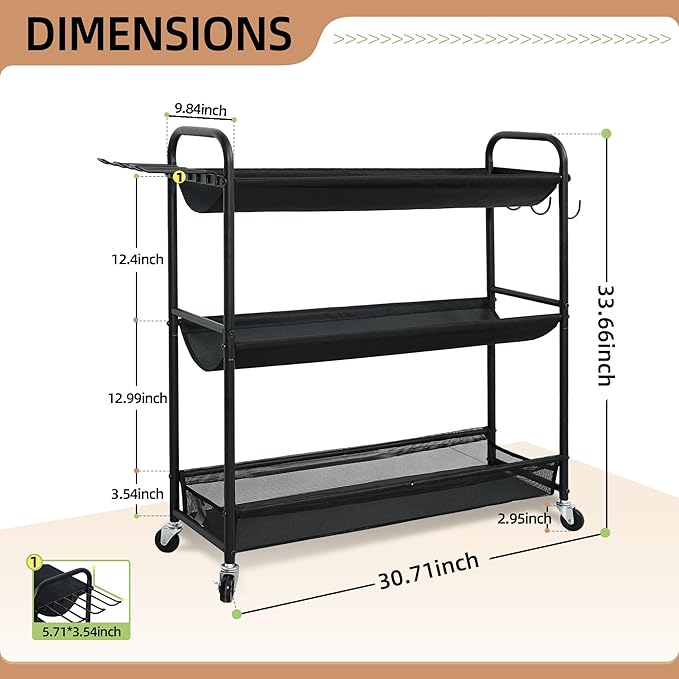 STORAGE MANIAC Basketball Rack 3-Shelf Training Stand Ball Holder Sports Ball Cart Garage Organizer