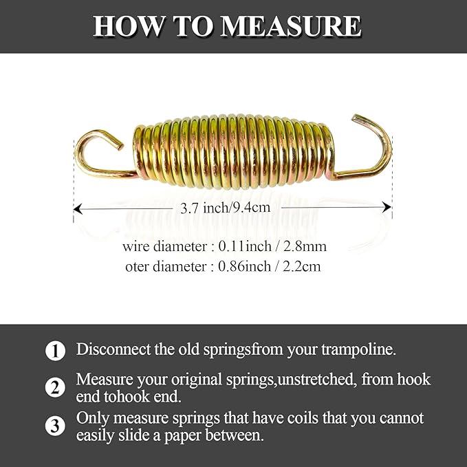 3.7'', 6.5'', 7'' Trampoline Springs,16pcs Heavy Duty Stainless Steel Replacement Trampoline