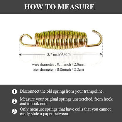 3.7'', 6.5'', 7'' Trampoline Springs,16pcs Heavy Duty Stainless Steel Replacement Trampoline