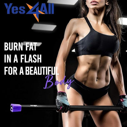 Yes4All Total Body Workout Weighted Bar, Resistance Band Bar, Racks for Strength Training, Exercise