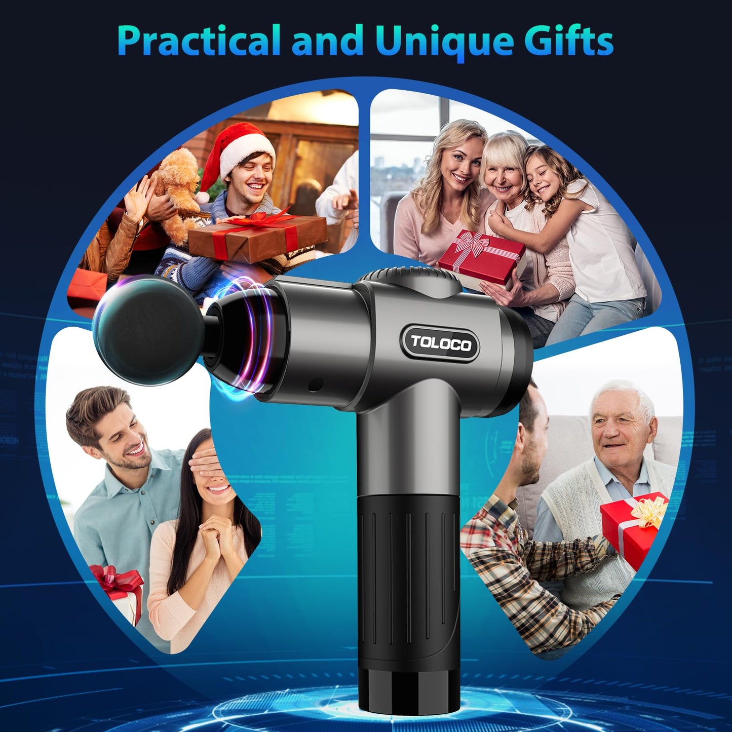 TOLOCO Massage Gun, Deep Tissue Back Massage for Athletes for Pain Relief, Percussion Massager with