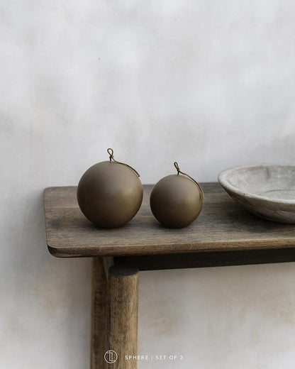 LAWA Sphere Set of 2 Candle - Beautiful Handmade Pillar Scented Soy Wax Elegant Aesthetic Candle