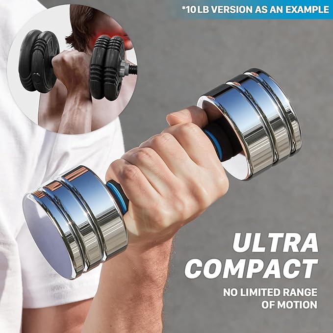Northdeer Steel Dumbbells Ultracompact & Adjustable Chrome Dumbbell with Foam Handles 5lb 10lb 15lb