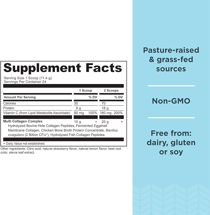 Ancient Nutrition Collagen Peptides Powder, Multi Collagen Protein, Women & Men, Vitamin C