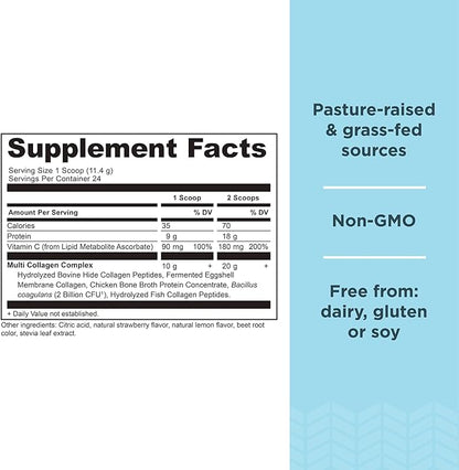 Ancient Nutrition Collagen Peptides Powder, Multi Collagen Protein, Women & Men, Vitamin C