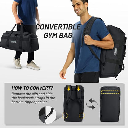 MIER Gym Bag for Men Large Duffel Backpack with Shoe Compartment, 60L Convertible Duffle Bags
