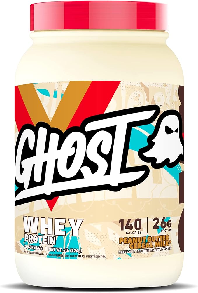 GHOST Whey Protein Powder, Peanut Butter Cereal Milk - 2LB, 26G of Protein - Whey Protein Blend