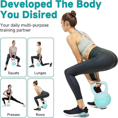 Leikefitness Soft Kettlebells,Steel Shot Filled Weights for Women and Men,Color Coded Anti Slip