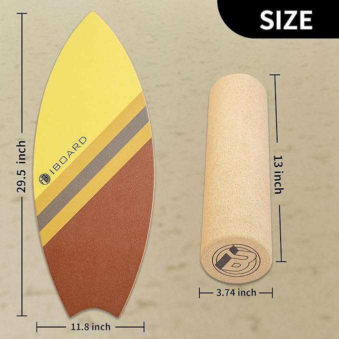 Premium Balance Board Trainer With Rollers - 10 Layer Wooden Exercise Non-slip Surface Fish Tail
