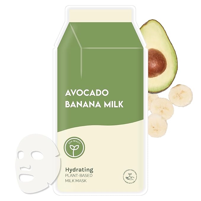 ESW Beauty Avocado Banana Milk - Hydrating Plant-Based Milk Face Mask - Moisturizing with Avocado &