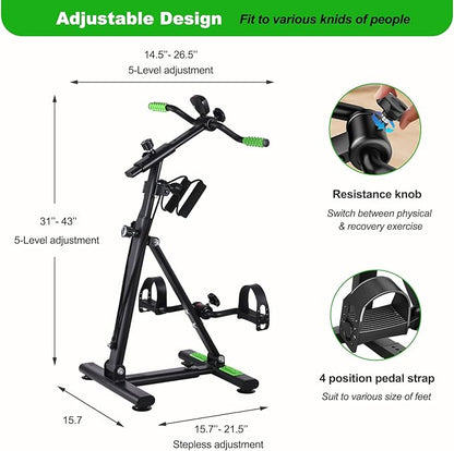 Pedal Exerciser Bike for Seniors, Hand Arm Leg and Knee Physical Therapy Peddler Exercise