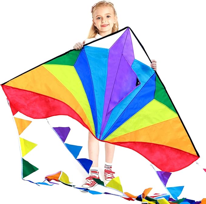 HONBO Large Delta Kite for Kids & Adults,Extremely Easy to Fly Kite for Beach Trip,String Line