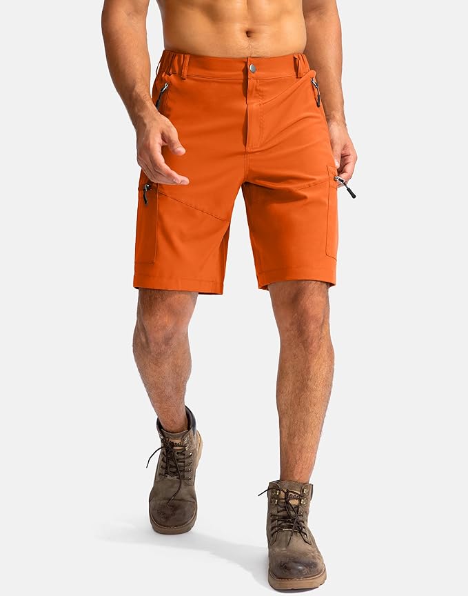 Pudolla Men's Hiking Cargo Shorts 9" Lightweight Outdoor Work Shorts for Men Travel Golf Camping