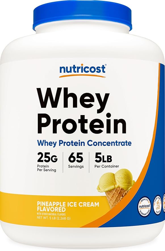 Nutricost Whey Protein Powder Pineapple (5 LBS) - Gluten-Free, GMO-Free, from Whey Protein