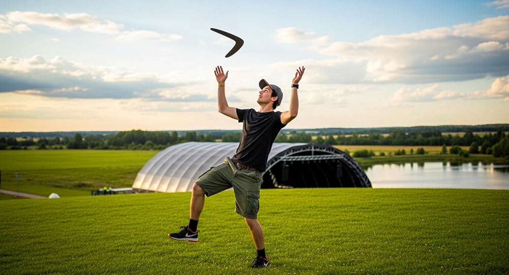 Masterfully Handcrafted Wooden Boomerang | Huge Size – 18 Inches | Flight-Tested, 100-Yard Range |