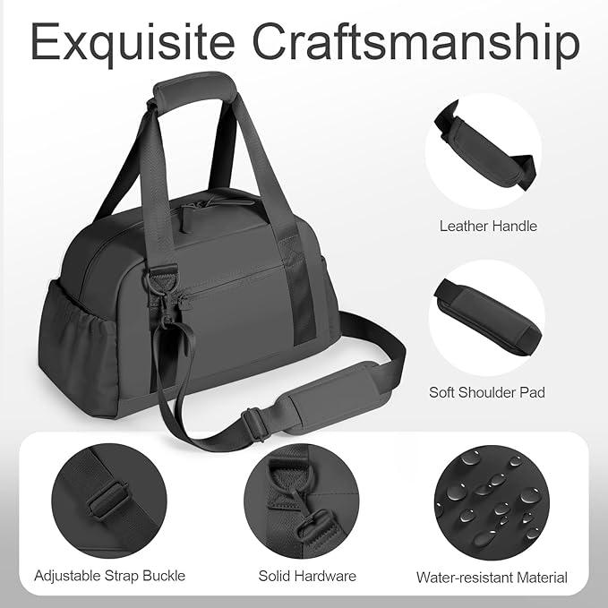 Small Gym Bag 14 inch for Women & Men Mini Gym Duffel Bag with Wet Compartment Waterproof Travel