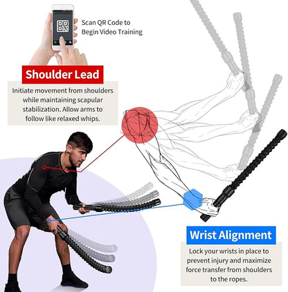 Ropeless Battle Ropes for HIIT Workouts, Cardio & Muscle Training, Low-Impact Cardio Training