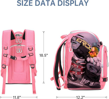 Ski Boot Bag, 50L Ski Boot Travel Backpack for Skis, Snowboard & Accessories, Waterproof Padded Ski