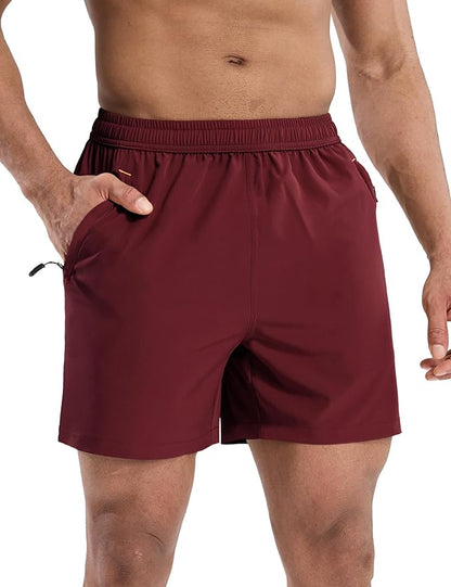 MIER Men's Quick Dry Running Shorts with Zipper Pocket, Elastic Waist Athletic Workout Exercise