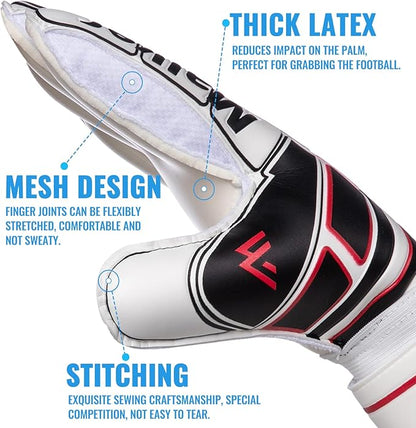 Malker Soccer Goalie Gloves Goalkeeper Gloves with Fingersave and Double Wrist Protection, Strong
