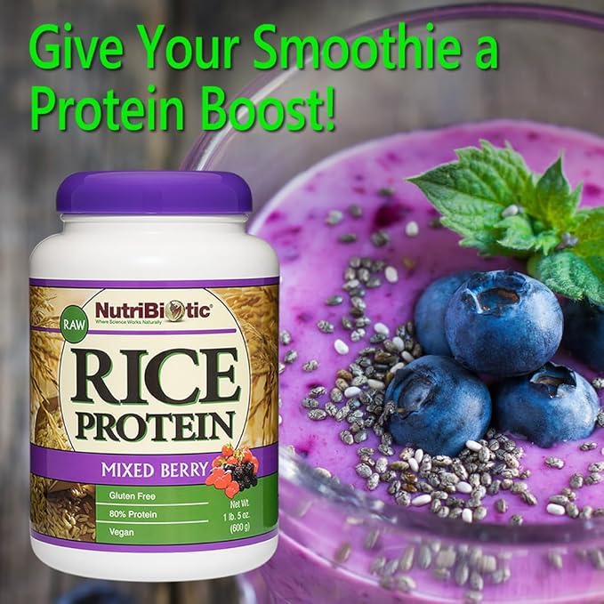 NutriBiotic ??Mixed Berry Rice Protein, 1 Lb 5 Oz (600g) | Low Carb, Keto-Friendly, Vegan, Raw