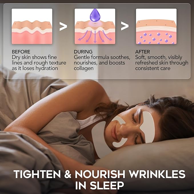 Forehead Smile Line and Neck Herbal Wrinkle Patches with Centella Asiatica, Aloe, Hyaluronic Acid