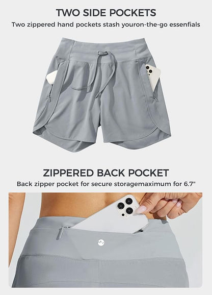 Willit Women's 7" Athletic Running Shorts Long Workout Hiking Shorts Quick Dry High Waisted Active